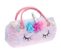 KJHBV Estuche Portátil para Gafas de Dibujos Animados Forma de Unicornio de Felpa, Diseño Lindo y Asa Práctica, Resistente y Multifuncional