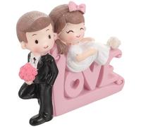 KJHBV Figura Romántica para Pastel de Bodas de Novios en Motocicleta Marrón de Resina, Decoración Elegante para Propuesta y Exhibición en Mesa