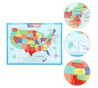 KJHBV Póster de Geografía Aula Preescolar Mapa de Estados Unidos, Papel Sintético Compacto y Diseño Creativo Desarrollo Intelectual Varios estilos