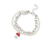 KJHBV Pulsera Delicado Aleación Diseño de de Hongo Beige Mujer Madre Cómoda Segura, Accesorio de Moda Navidad Día para Adecuado