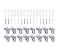 KJHBV Soporte de Estante y Soporte de Abrazadera para Vidrio de Aleación de Zinc, 16 Piezas, Plata, Diseño en L Ventosas, para Estantes y Productos de Vidrio, Uso Doméstico