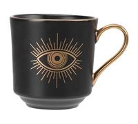 KJHBV Taza de Café de Cerámica Turca Pintada a Mano Capacidad Grande, Superficie Lisa y Diseño Creativo Negro para Té y Agua Hogar