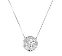 KJHFD Jewelry Árbol de la Vida Plata de Ley Nácar Colgante Cristales Joyas Regalos Cumpleaños Navidad para Mujeres Mamá Esposa, 0.51 Pulgadas X 0.51 Pulgadas, Nácar, Cristal Jewelry for