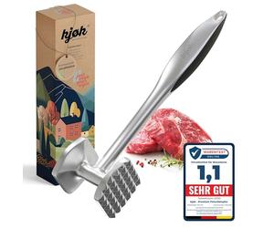 kjøk Mazo ablandador de carne de aleación de zinc en cromo mate - martillo aplanador para filetes y escalopes, apto para lavavajillas, en empaque de regalo - carne tierna y cocción uniforme