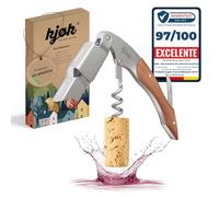 kjøk Sacacorchos de Camarero Acero Inox. - sommelier, plegable | mango de madera y cortacápsulas, elegante utensilio con cuchillo de sumiller, abridor de vino, abrebotellas profesional