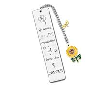 KJKJKJ Marcapáginas Metálico para Profesora, Regalo de Agradecimiento Fin de Curso, Frases Emotivas en Español, Detalle Bonito para Maestra Infantil y Primaria, Regalo Listo para Regalar con Sobre (1)