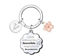 KJKJKJ Regalo Llavero inspirador, Llavero colgante de plata A-Z 26 letras iniciales A Veces Olvidas Que Eres Increíble, así Que Este Es Tu Recordatorio Para Hija Hijo Hermana Amigos Madre (V)