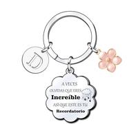 KJKJKJ Regalo Llavero inspirador, Llavero colgante de plata A-Z 26 letras iniciales A Veces Olvidas Que Eres Increíble, así Que Este Es Tu Recordatorio Para Hija Hijo Hermana Amigos Madre (D)