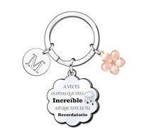 KJKJKJ Regalo Llavero inspirador, Llavero colgante de plata A-Z 26 letras iniciales A Veces Olvidas Que Eres Increíble, así Que Este Es Tu Recordatorio Para Hija Hijo Hermana Amigos Madre (M)