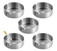 KJLEEN 5 Piezas Cenicero Exterior Acero Inoxidable Cenicero Sobremesa 10 Cm Ashtray Outdoor Ceniceros Exteriores Portatil Para Restaurantes, Bares, Hogares Y Oficinas Interiores Y Exteriores
