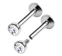 KJM Fashion 2 pendientes de acero inoxidable Labret 1,2 mm 16 g Marilyn Monroe, 1,2mm 8mm, Acero inoxidable