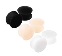 KJM FASHION 6 piezas de silicona negro doble acampanado silla de montar piel blanca dilatador dilatador de oreja tapones lóbulo pendiente joyería ver más tamaños, Silicona
