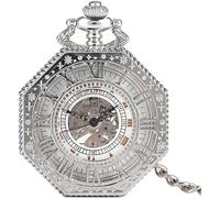 KJMWXOP Reloj de Bolsillo Vintage for Hombre Reloj de Bolsillo mecánico con números Romanos octogonales for niño Cadena Hueca de Cuerda Manual for Adolescentes Acción de Gracias