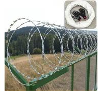 KJoBDwz Alambre de púas Malla de alambre de espino en espiral, valla de alambre de espino de acero galvanizado, protección perimetral antirrobo y antiescalada, 10m