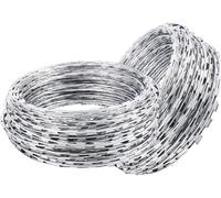 KJoBDwz Alambre de púas Malla de alambre de púas de acero galvanizado, cerca tipo jaula enrollada en espiral, resistente a la intemperie y al agua, 40 m