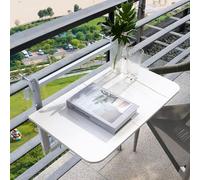 KjoiDWz Mesa colgante de barandilla para exteriores, mesa plegable pequeña para terraza, ahorro de espacio, mesa plegable para balcón y jardín (blanco, 100 x 35 cm)