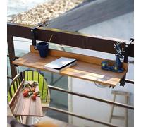 KjoiDWz Mesa plegable para exteriores, mesa decorativa para jardineras de terraza, mesa de comedor con balcón colgante (Wood Color)