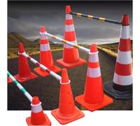 KjoiDWz Poste de conexión de cono de tráfico, retráctil, con película reflectante, poste de barricada de advertencia de tráfico(Style 2,15pcs)