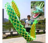 KJOLWHCQ Bolas de Lanzamiento de Dragon POI con Bufanda, Juego de POI Giratorio y agitador for Ejercicios al Aire Libre con Cabeza de dragón, Cinta de Lanzamiento Realista(Green,2 m (6.5 ft))