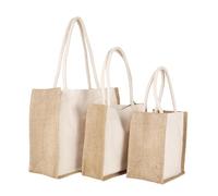 KJOLWHCQ Bolsa de compras de yute de 3 piezas, playa for mujer, arpillera para, bolso con asas, comprador con, reutilizable, resistente al agua, for uso diario(Set B)