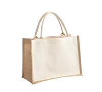 KJOLWHCQ Bolsa de compras de yute, plegable de arpillera reutilizable natural, bolsas de mano, arpillera, impermeable, for dama de honor, boda, viajes(A Style,26 * 17 * 37cm)