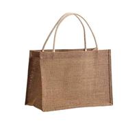 KJOLWHCQ Bolsa de compras de yute, regalo reutilizable con asas, bolsas de arpillera, para, arpillera, lavable, forro impermeable, for el almuerzo, playa(B Style,25 * 18 * 25cm)