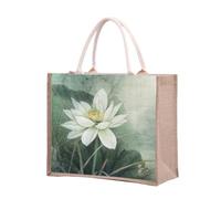 KJOLWHCQ Bolsas de compras de arpillera, bolsa de yute, comprador reutilizable, bolsa de regalo de arpillera con asa, plegable, resistente al agua, for uso diario, viajes, picnic(1008,L)