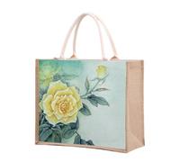 KJOLWHCQ Bolsas de compras de arpillera, bolsa de yute, comprador reutilizable, bolsa de regalo de arpillera con asa, plegable, resistente al agua, for uso diario, viajes, picnic(1006,M)