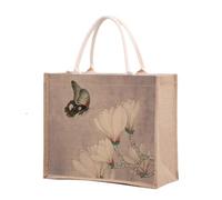 KJOLWHCQ Bolsas de compras de arpillera, bolsa de yute, comprador reutilizable, bolsa de regalo de arpillera con asa, plegable, resistente al agua, for uso diario, viajes, picnic(1001,L)