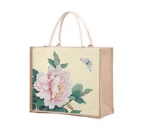 KJOLWHCQ Bolsas de compras de arpillera, bolsa de yute, comprador reutilizable, bolsa de regalo de arpillera con asa, plegable, resistente al agua, for uso diario, viajes, picnic(1007,M)