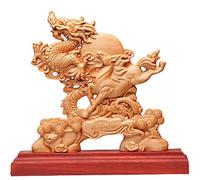 KJOLWHCQ Estatua Feng Shui de dragón y Caballo, potenciador de la Esencia Espiritual, Estatua de la Suerte for decoración del hogar, Talla Tradicional a Mano, Regalo de la Suerte.