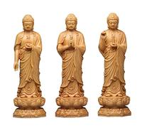 KJOLWHCQ Estatua Fengshui de Madera Maciza de los Tres Santos de Occidente, Figura Budista, Tallada a Mano, Estatua de Buda Tathagata Avalokitesvara, decoración del hogar.