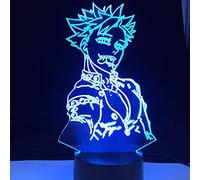 KJsdaADSA Cumpleaños 3D Illusion Light Led Night Light, Ban Lámpara animada Seven Deadly Sins Lámpara de detección grabada con láser acrílico para regalo de niños 16 colores