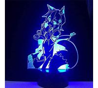 KJsdaADSA Lámpara de ilusión de luz de noche LED 3D Fox Senko-san Anime 7/16 colores Luz de noche LED 3D para decoración de habitación de niños-16 colores con control remoto Regalos para niños