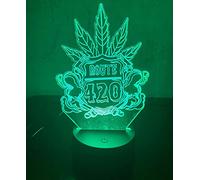 KJsdaADSA Lámpara de mesa LED 3D de hoja de marihuana, luz nocturna de hierba de cannabis, ilusión visual óptica, decoración del hogar, iluminación, control remoto