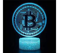 KJsdaADSA Luz de ilusión 3D Lámpara 3D Bitcoin de 16 colores regulable con control remoto inteligente y regalos de cumpleaños para decoración de habitaciones de niños y niños