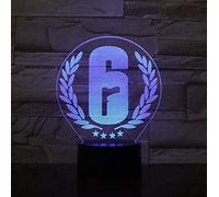KJsdaADSA Luz de noche LED Rainbow Six Siege Lámpara de mesa Decoración de la habitación Carga USB Sensor táctil Luz Niño Niño Regalo Lámpara de noche 7 colores