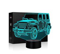 KJsdaADSA Regalos de coche Luces nocturnas para niños Lámpara de ilusión 3D Luz óptica 7 Cambio de color USB Coche de juguete para niños Habitación y regalos para bebés (jeep)