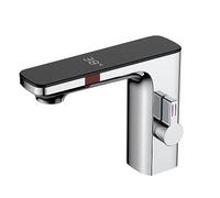 KJSHXYG Grifo de baño con Sensor sin Contacto, Grifo de Lavabo de baño con Pantalla Digital Inteligente de latón, alimentación por batería, Grifo de Lavabo de un Solo Orificio con Montaje en Cubierta