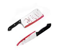 KJSXUUE Pack de 2 Cuchillos Falsos Halloween, 30,5 cm - Cuchillos de Plástico Sangrientos - Decoración Halloween, Accesorio Disfraz para Fiesta Terror, Cosplay(Puñal1+Cuchillo1)