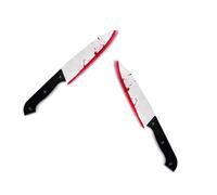 KJSXUUE Pack de 2 Cuchillos Falsos Halloween, 30,5 cm - Cuchillos de Plástico Sangrientos - Decoración Halloween, Accesorio Disfraz para Fiesta Terror, Cosplay(Puñal2)