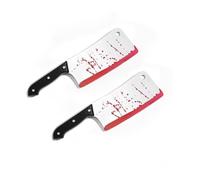 KJSXUUE Pack de 2 Cuchillos Falsos Halloween, 30,5 cm - Cuchillos de Plástico Sangrientos - Decoración Halloween, Accesorio Disfraz para Fiesta Terror, Cosplay(Cuchillo2)