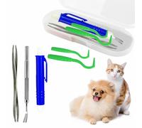KJSXUUE Pinza para garrapatas Set 5 Unidades con Estuche, removedor de garrapatas para Perros Gatos y Mascotas, Pinza y Gancho para extracción Segura