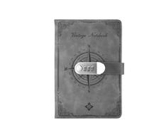 KJUUQBZL Bloc De Notas Con Contraseña Retro A5, Libro Diario Con Candado, Cuaderno For Estudiantes, Cuaderno Vintage, Suministros For Cuadernos Con Bloqueo De Subcontraseña(D-Grey)