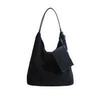 KJUUQBZL Bolso de hombro informal felpa cordero gran capacidad for mujer, for otoño e invierno(Black)