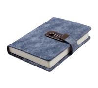 KJUUQBZL Cuaderno con cubierta de cuero PU, diario con cerradura codificada, bloqueo de contraseña, cuaderno Retro grueso A5 for niñas(Blue)