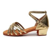 KJUUQBZL Zapatos de Baile Latino 24-41 niños niñas Mujeres Tango Tacones Bajos Baile señoras Zapatos de Baile de Jazz(Gold,29)
