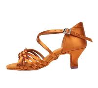 KJUUQBZL Zapatos de Baile Latino for Mujer, Zapatos de Baile Profesionales con Globos de Fondo Suave for Salsa y Tacones Altos de 5,5 CM/7,5 CM/8,5 CM(Brown 5.5CM,35)