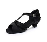 KJUUQBZL Zapatos De Baile Latino For Mujer, Zapatos De Salón For Niños, Zapatos De Baile En Barra, Salsa, Tango Moderno, Zapatos Latinos De Tacón Alto For Niñas Y Mujeres(Black 4CM,29)