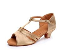 KJUUQBZL Zapatos De Baile Latino For Mujer, Zapatos De Salón For Niños, Zapatos De Baile En Barra, Salsa, Tango Moderno, Zapatos Latinos De Tacón Alto For Niñas Y Mujeres(Khaki 4CM,38)